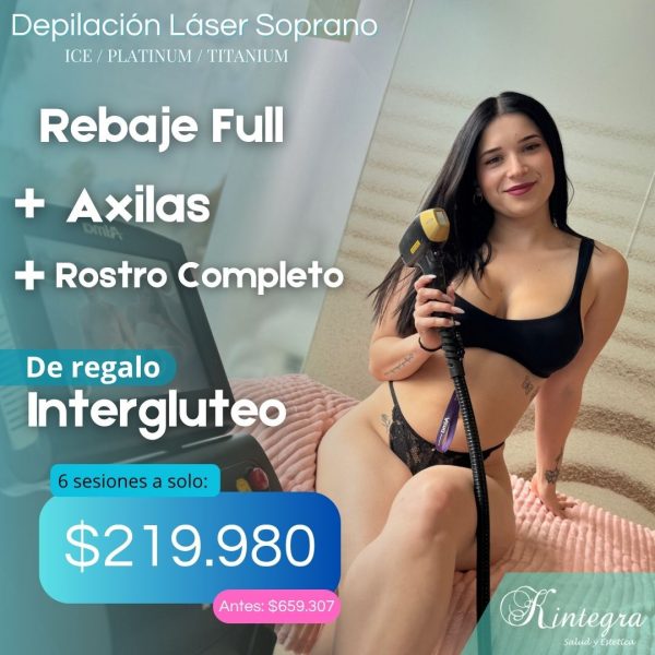 Pack: Rebaje Full + Axilas + Rostro Completo (6 sesiones)