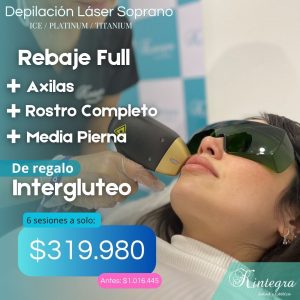 Pack: Rebaje Full + Axilas + Rostro Completo + Media Pierna (6 sesiones)