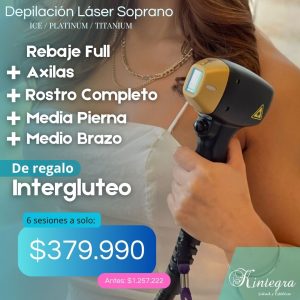 Pack: Rebaje Full + Axilas + Rostro Completo + Media Pierna + Medio Brazo (6 sesiones)